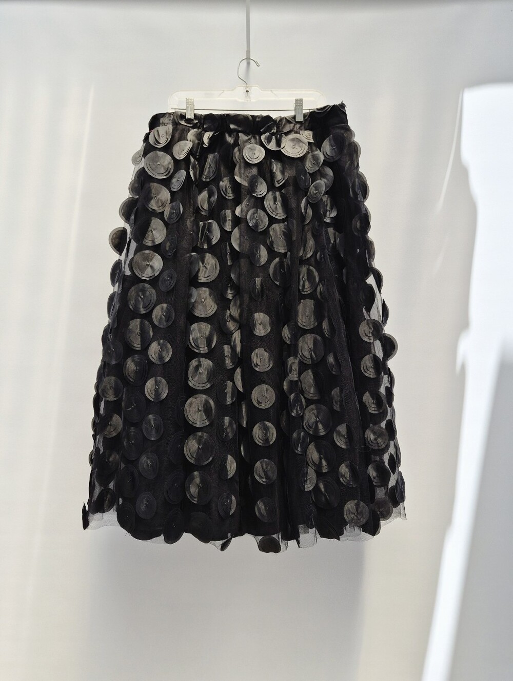 ELOQUII 3D Polka Dot Tulle Maxi Skirt Sz 14 Whimsigoth Dark Coquette AvantGarde